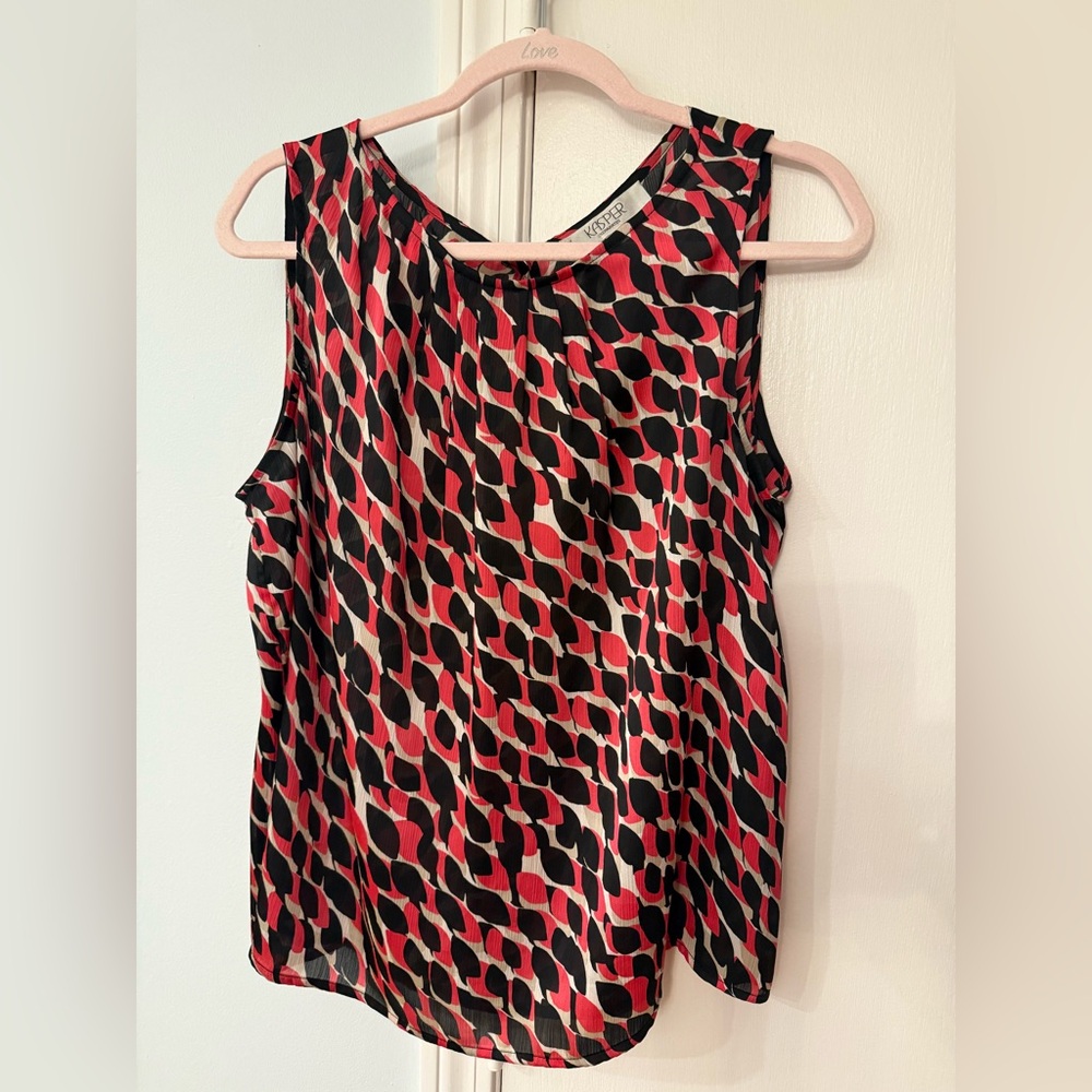 Kasper Sleeveless Top - Coral and Black